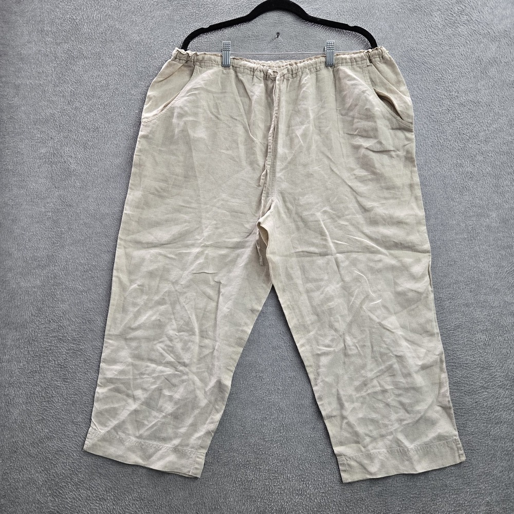 Dorman Men Pants L Brown Linen Ankle Wide Leg 22" Inseam